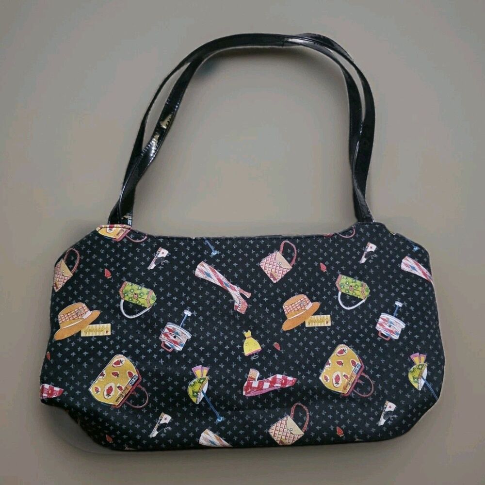 Forever Fossil Handbag Shoulder Purse Graphic All Over Black Shopper Print